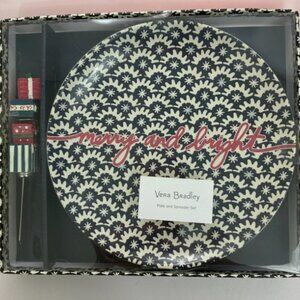 Vera Bradley Christmas Plate and Spreader Set "Merry and Bright" NWT